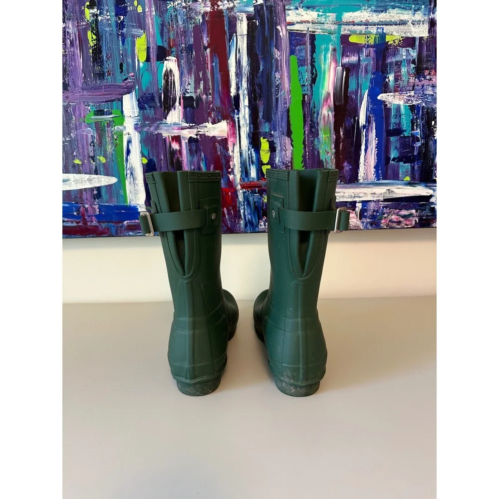 Hunter Original Short Back Adjustable Rain Boots in Hunter Green Matte | Size 6